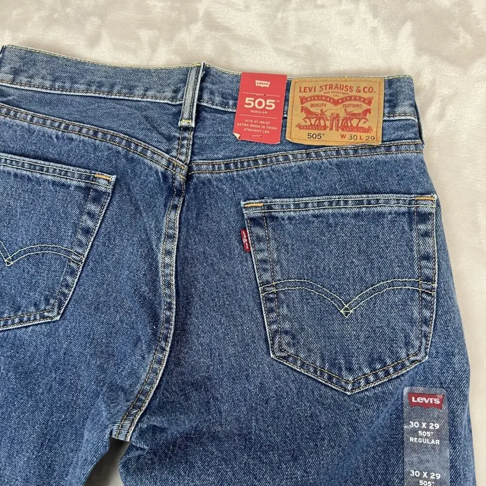 Levis 505 Jeans Mens 30 Straight Leg Rework Altered Hem Upcycling Project READ‎